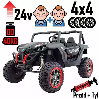 Buggy SuperStar 4x4 XMX603 MP3 24V Czarny 4x120W Dwuosobowy samochód terenowy dla dziecka