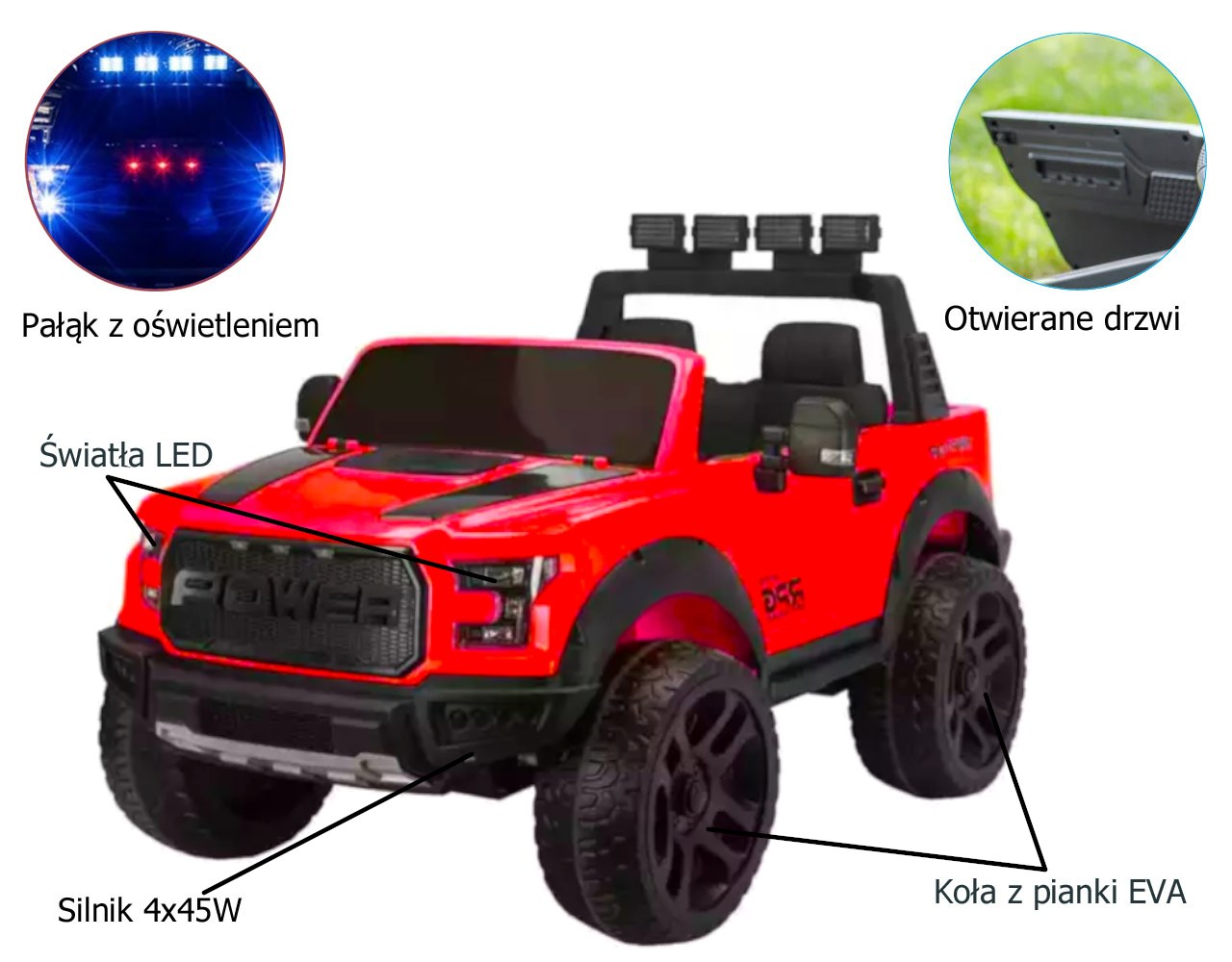 New Jeep Raptor F150 4x4 Czerwony Duży i Mocny